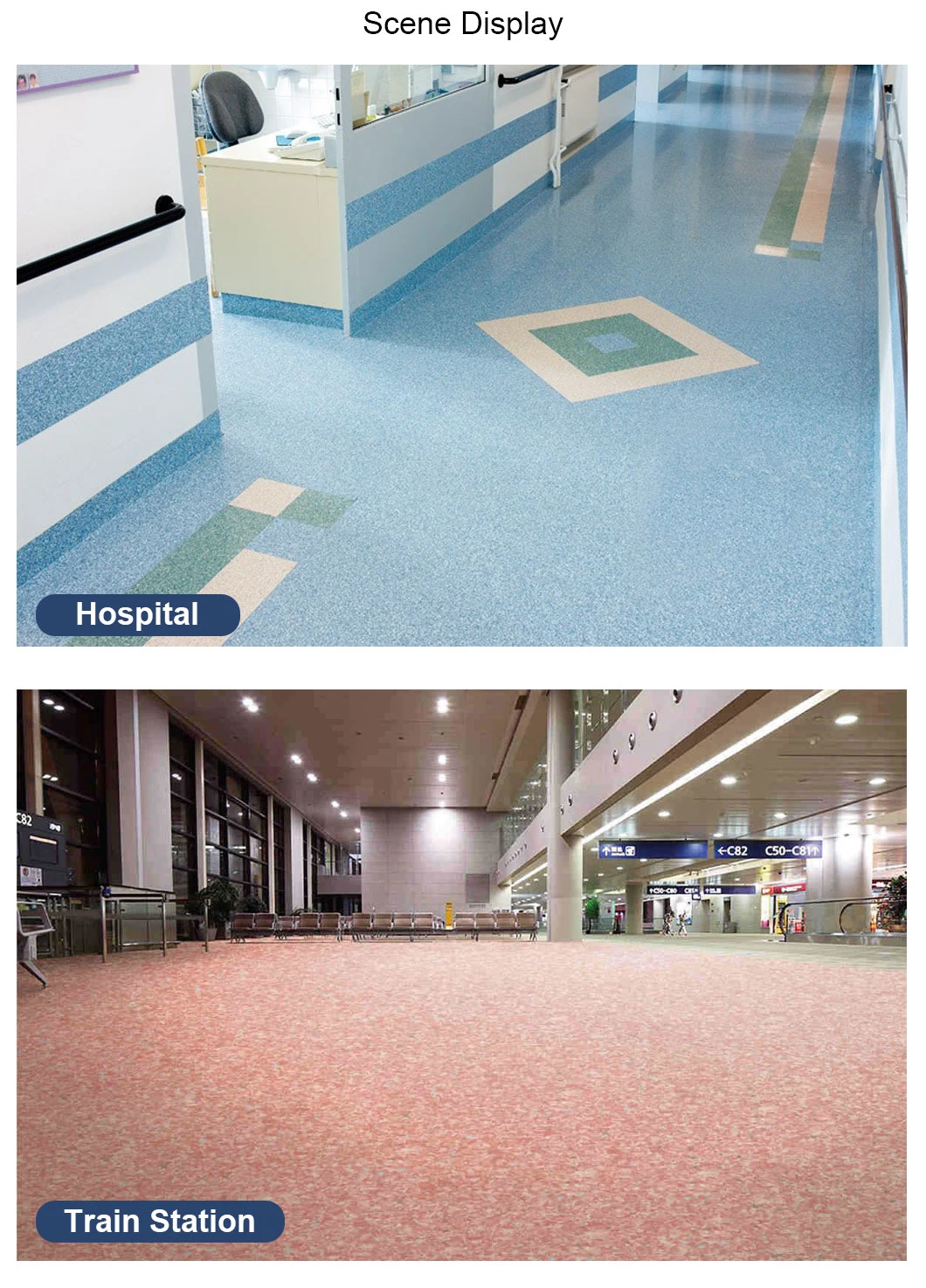 Best Quality 2mm PVC Homogeneous Vinyl Flooring for Office/School/Hospital