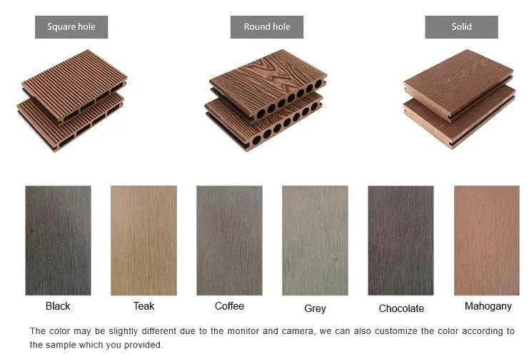 146*21mm Waterproof Wood Plastic Composite WPC Decking Board Flooring with Square Hole