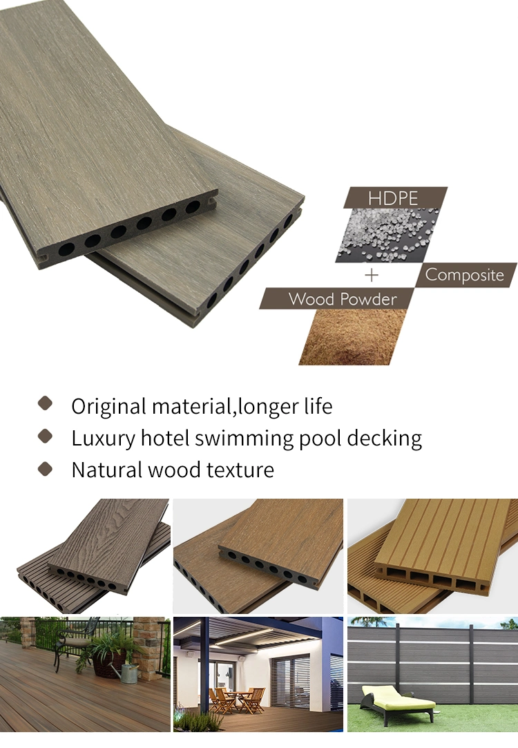 Waterproof Wood Plastic Composite WPC Decking Garden Outdoor 3D Embossed Wide Broader Flooring Deckings